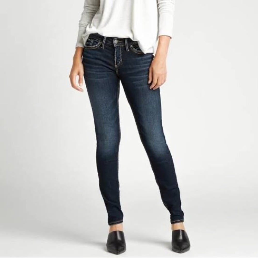 Silver Aiko skinny jeans. Waist 28 length 33